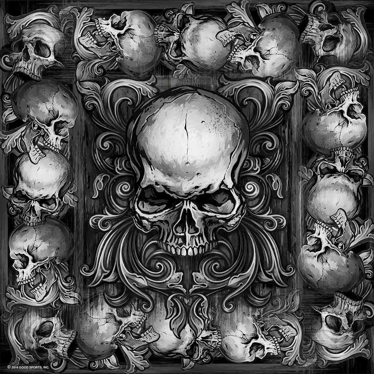 Certified Hot Leathers BAB1093 Over Shoulder Skulls Bandana Selected