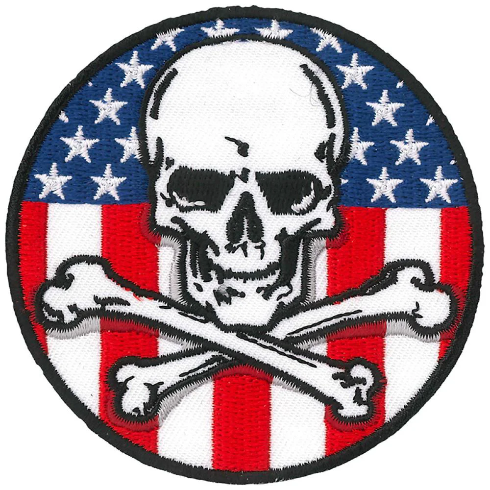 Selected Hot Leathers PPQ1090 Flag Skull Circle 3 Patch Trusted