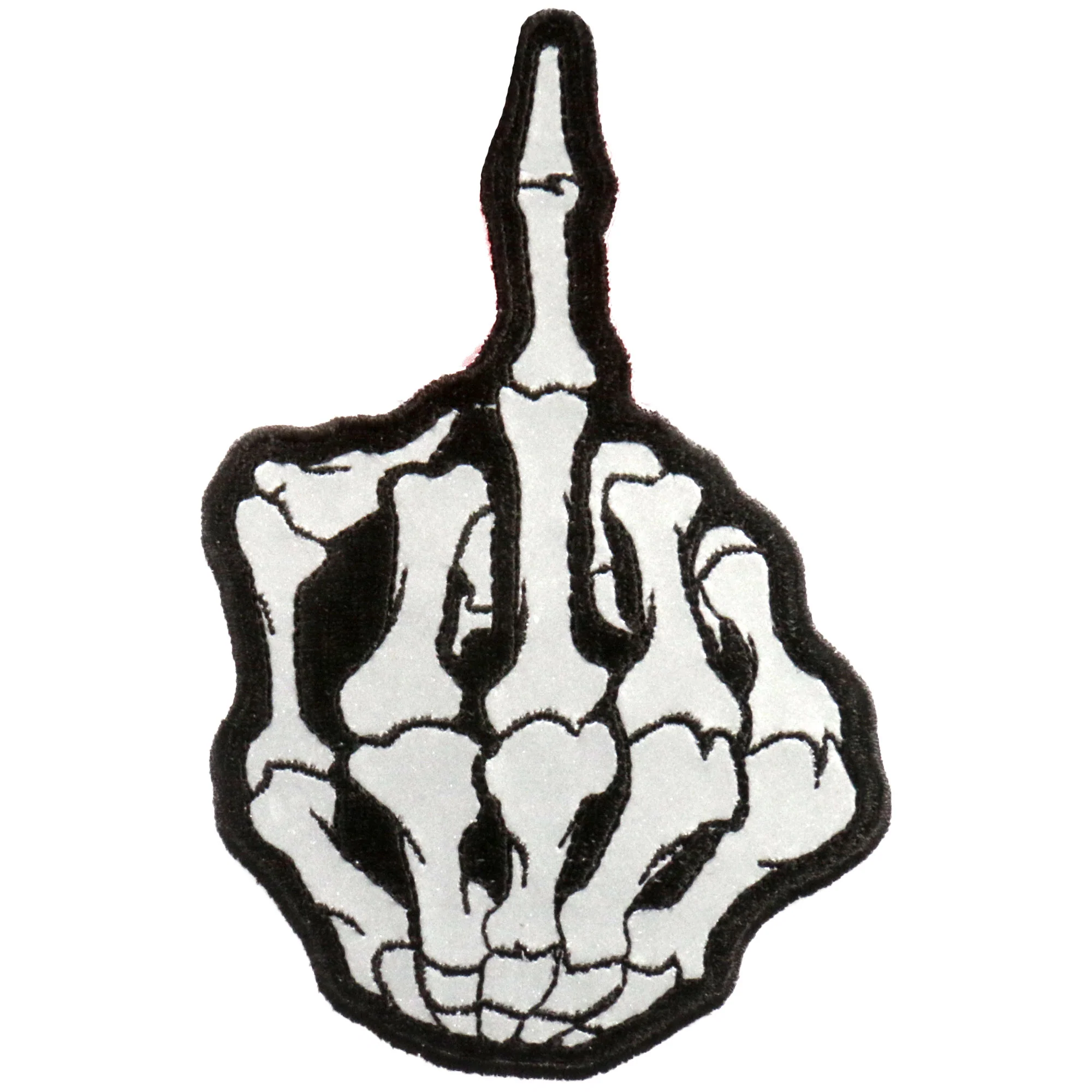 World-Class Hot Leathers PPB1013 Skeleton Middle Finger Reflective 3 x 5 Patch High-End