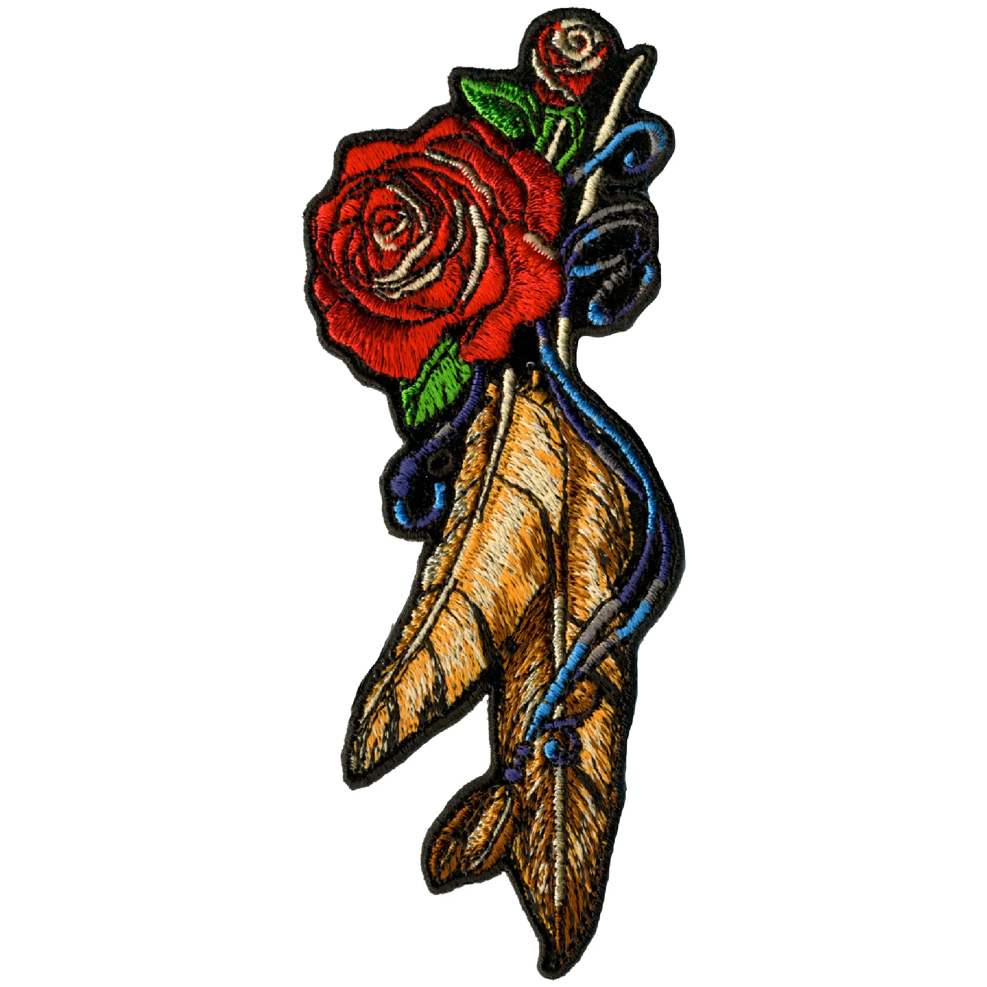 Safe Hot Leathers PPA7530 Feather and Roses Ladies 2 x 5 Patch Sophisticated