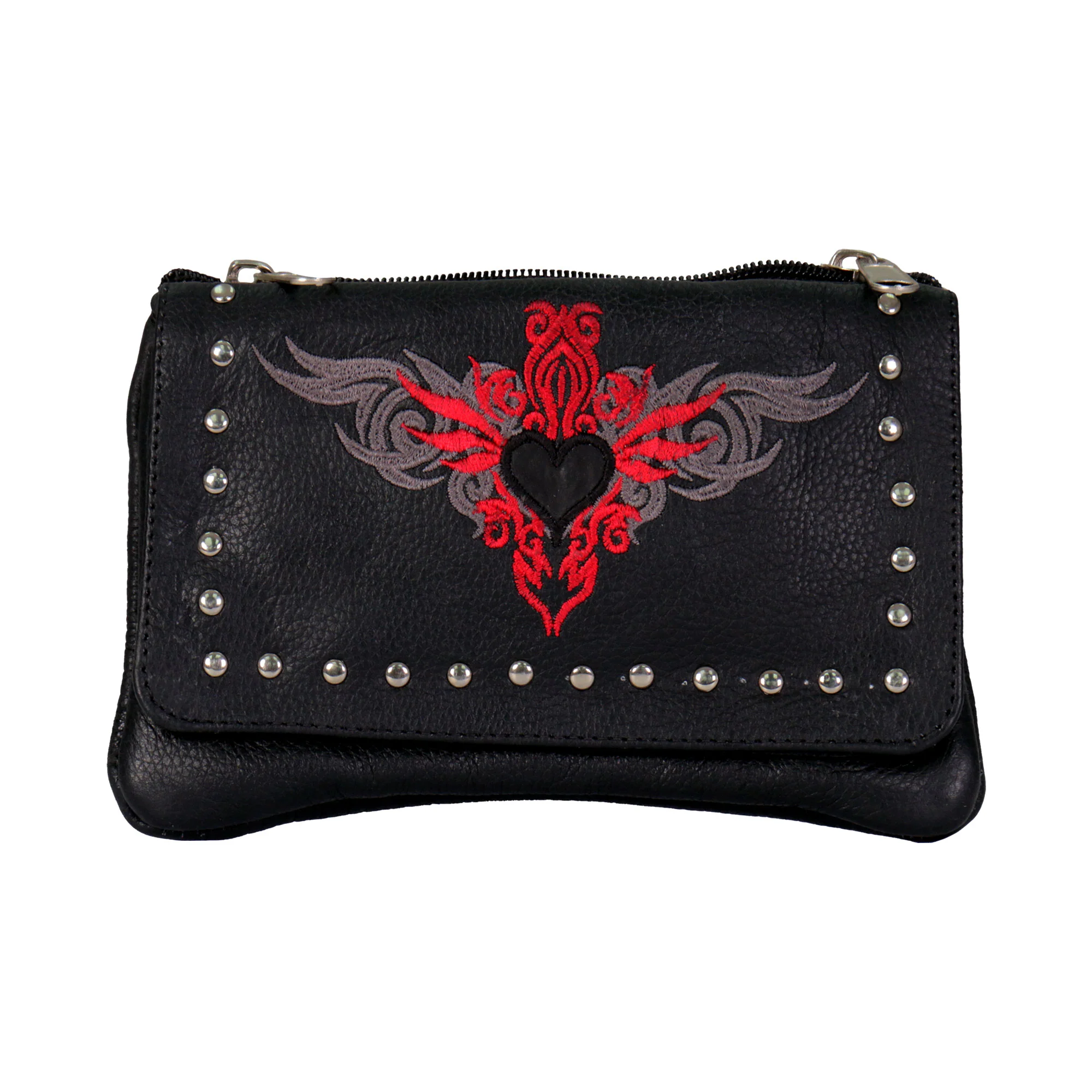 Versatile Hot Leathers CPE2001 Reflective Heart with Studs Clip Pouch-8 X5 X1 Advanced