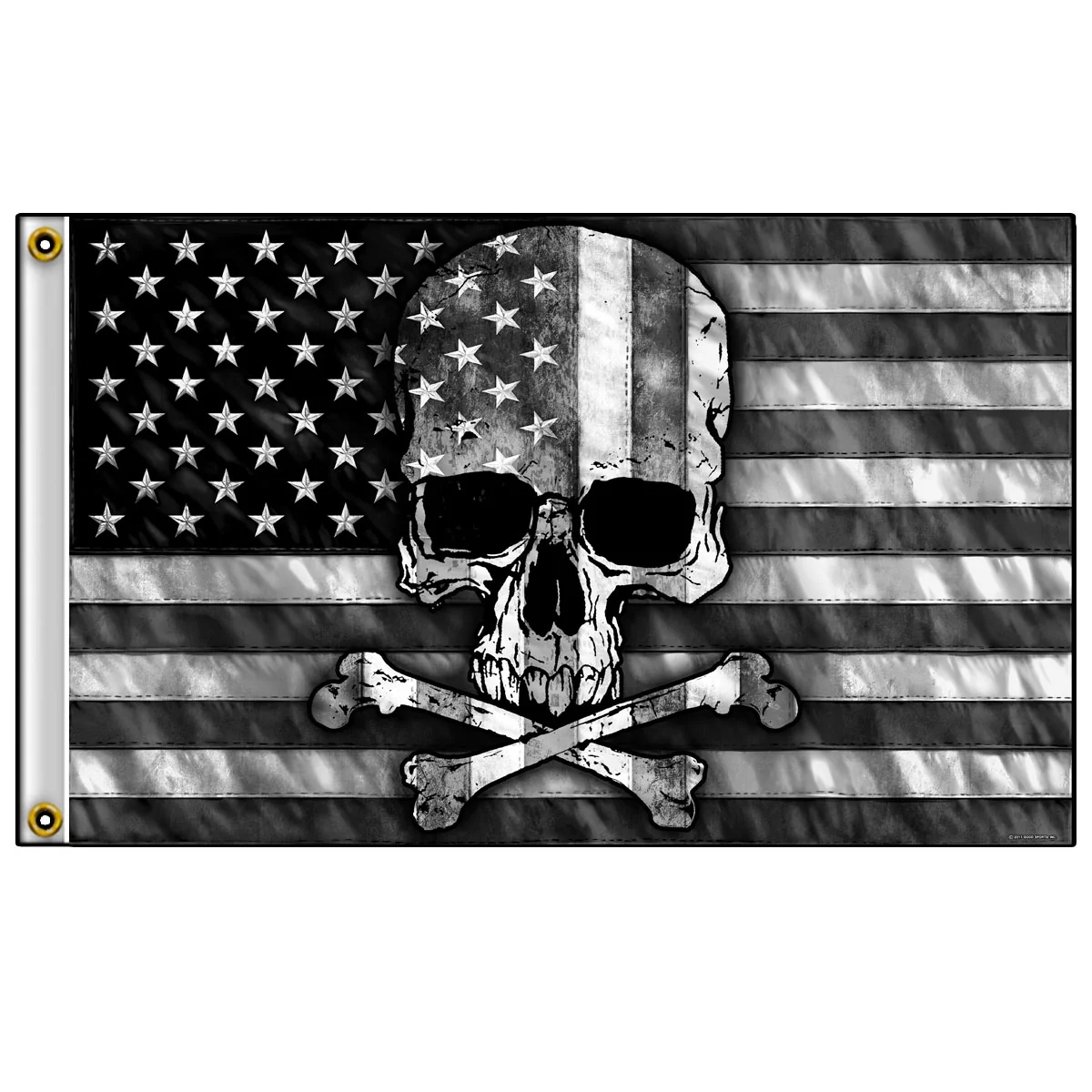 Solid Hot Leathers FGA1073 Gray Skull Flag Versatile