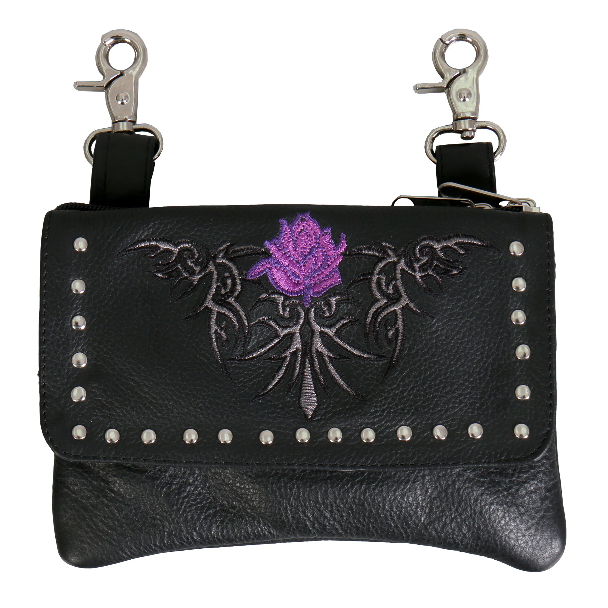Reliable Hot Leathers CPE2008 Clip Pouch Purple Flower-8 x5 x1 Secure