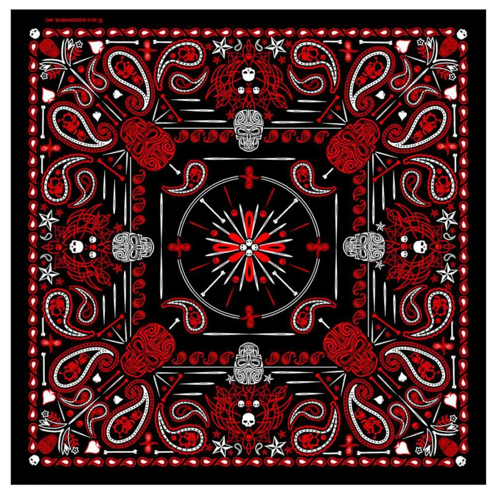 Excellent Hot Leathers BAB1070 Red Paisley Skulls Bandana Recyclable
