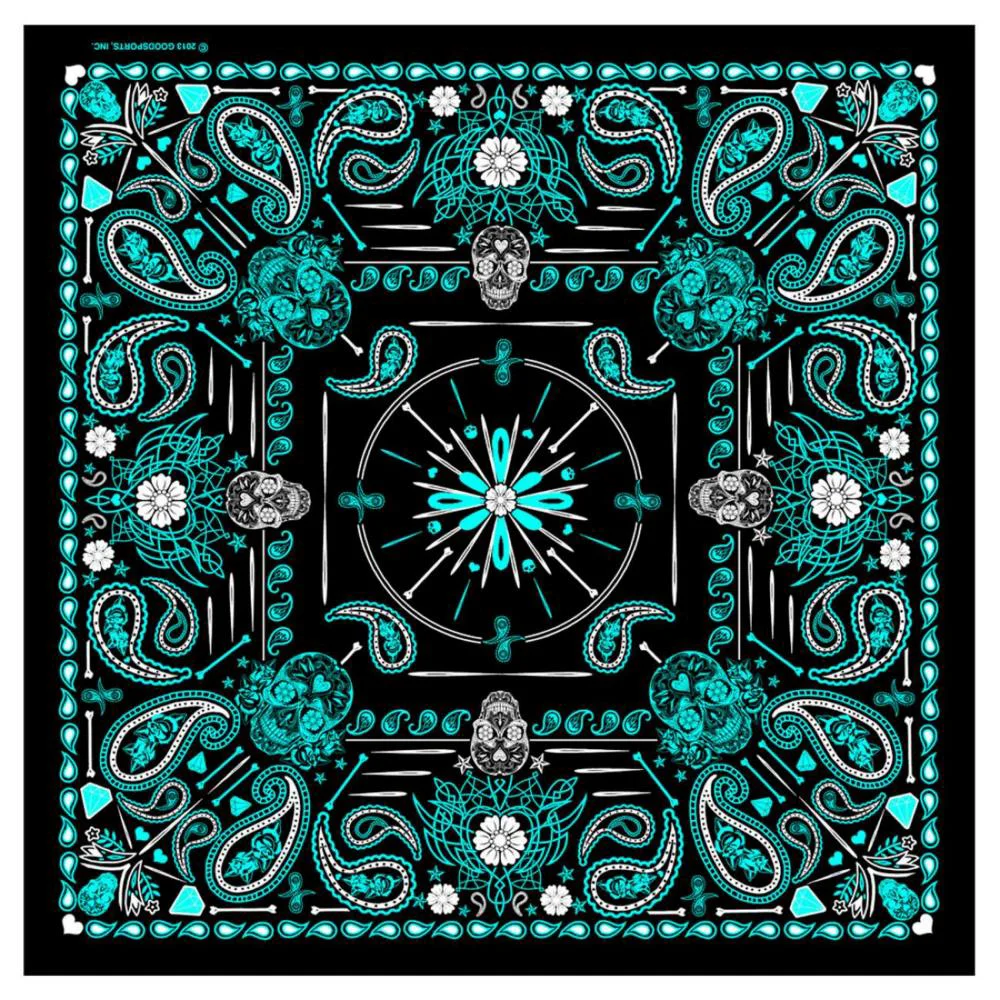 Unique Hot Leathers BAB1072 Ladies Blue Paisley Skulls Bandana Recyclable