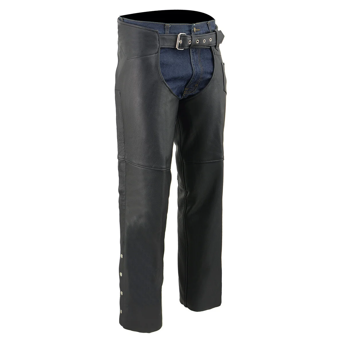 Trendy Milwaukee Leather Men’s Black Premium Leather Fully Lined Motorcycle Chaps w Front Coin Pocket ML1115 Prestigious