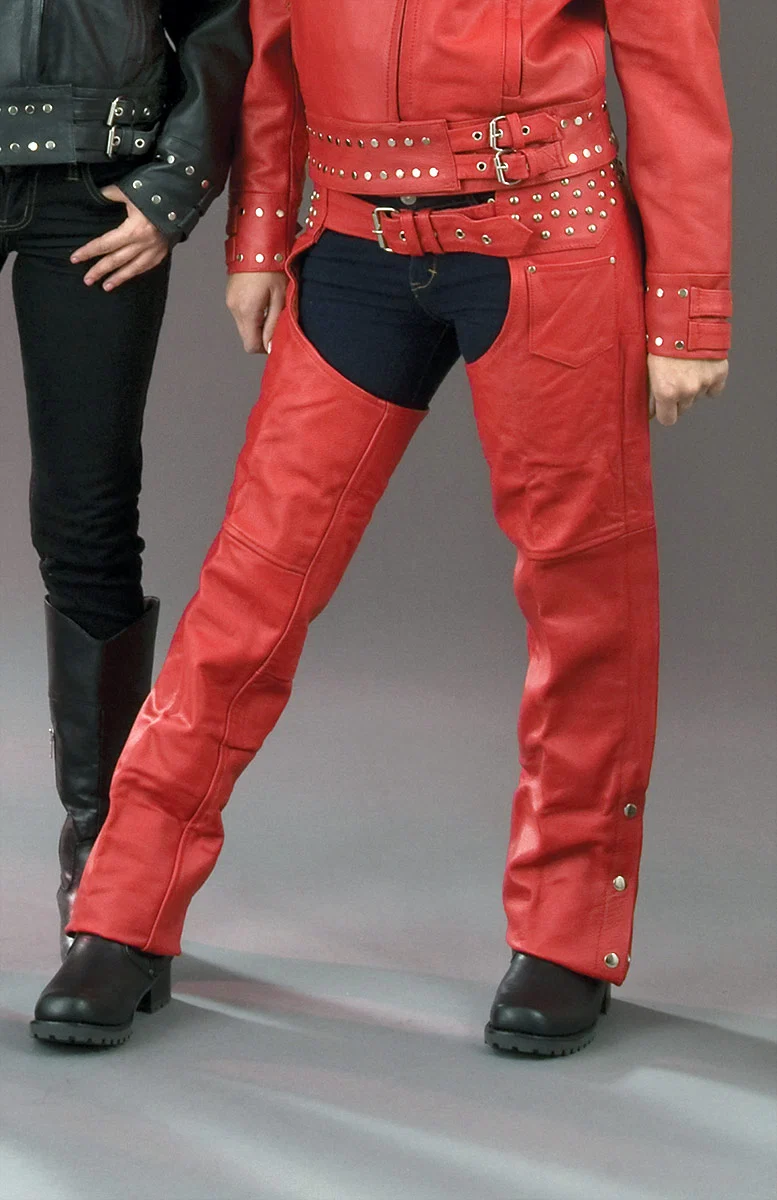 Consistent Milwaukee Leather SH1163 Women’s ‘Studded’ Red Classic Leather Chaps High-Quality