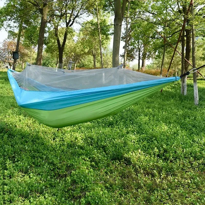 Superior Hamaca doble antimosquitos hamaca duradera para 2 personas con mosquitero para acampar al aire libre y disfrutar del tiempo libre. Soft