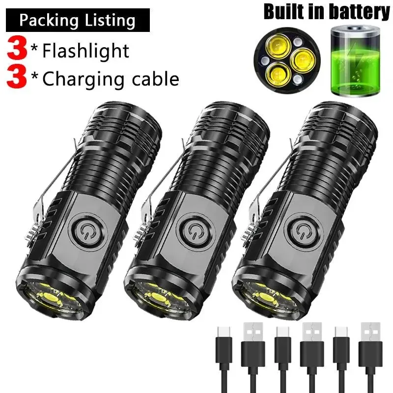 Natural Mini linterna portátil de 3 LED con clip para bolígrafo base magnética y carga USB i para emergencias al aire libre. Secure