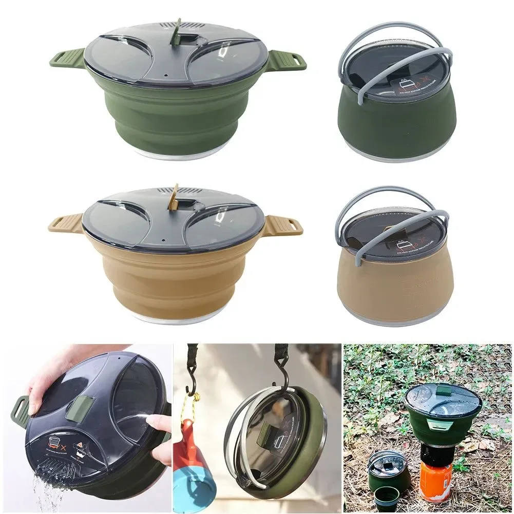 Responsible Hervidor de silicona plegable para exteriores mini olla portátil con asa para hervir agua i para acampar viajar y hacer picnics. Prestigious