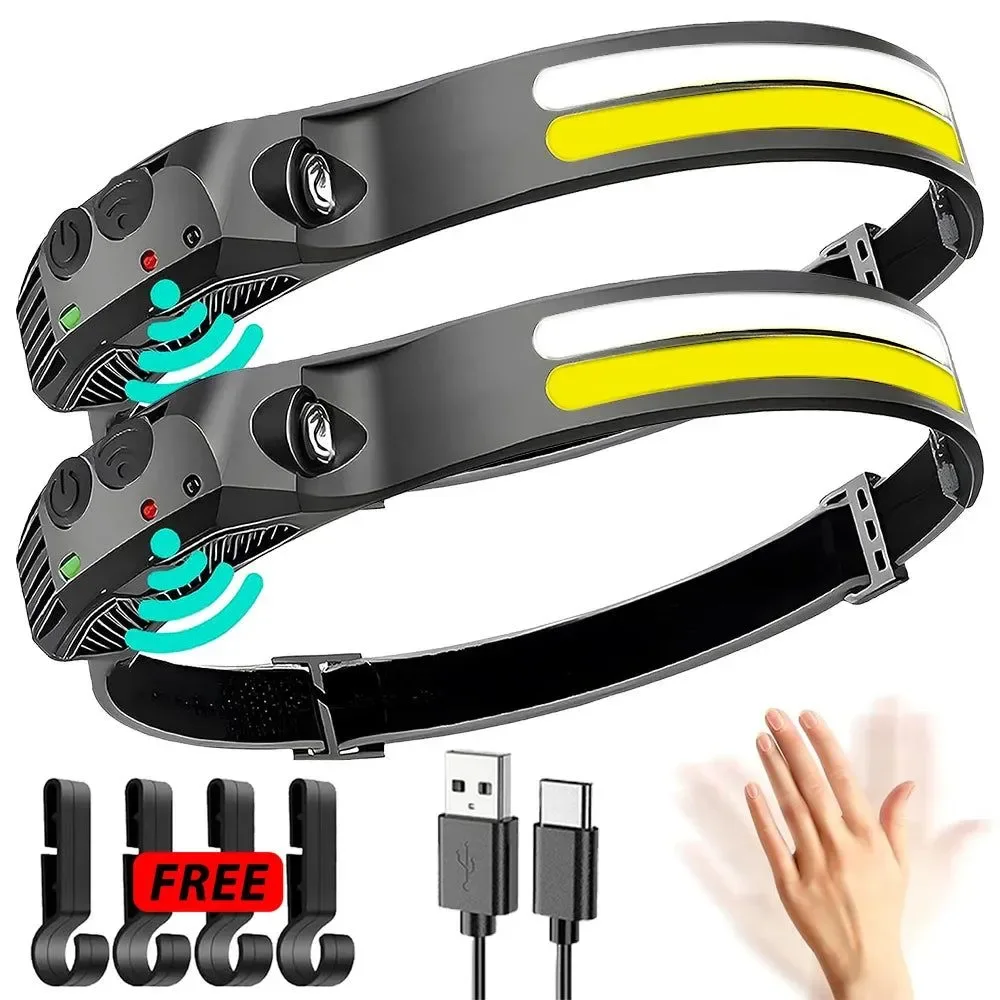 Verified Linterna frontal LED con sensor recargable por USB linterna frontal LED con batería 18650 linterna frontal para acampar y pescar. Exceptional