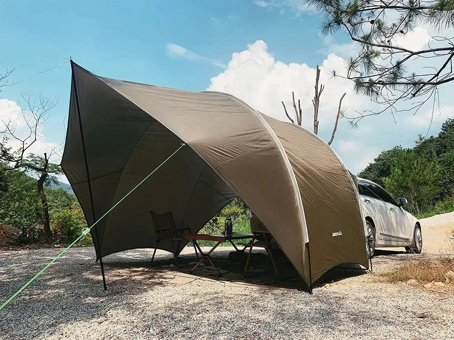 Solid Toldo impermeable para coche refugio solar con forma de cáscara de huevo para SUV caravana remolque para acampar al aire libre y playa. Reusable