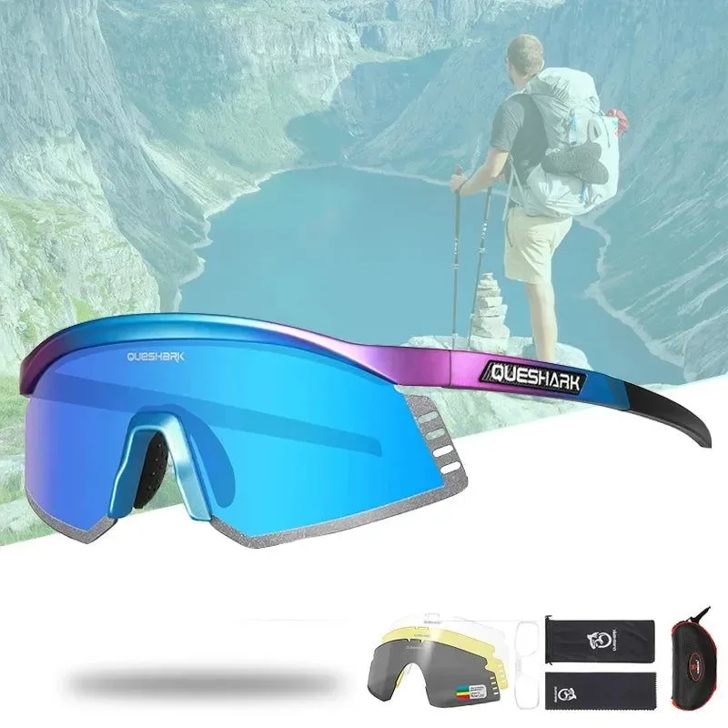 Trendy Gafas de sol polarizadas Queshark de 4 lentes protección UV para deportes acampada senderismo y ciclismo. Next-Generation