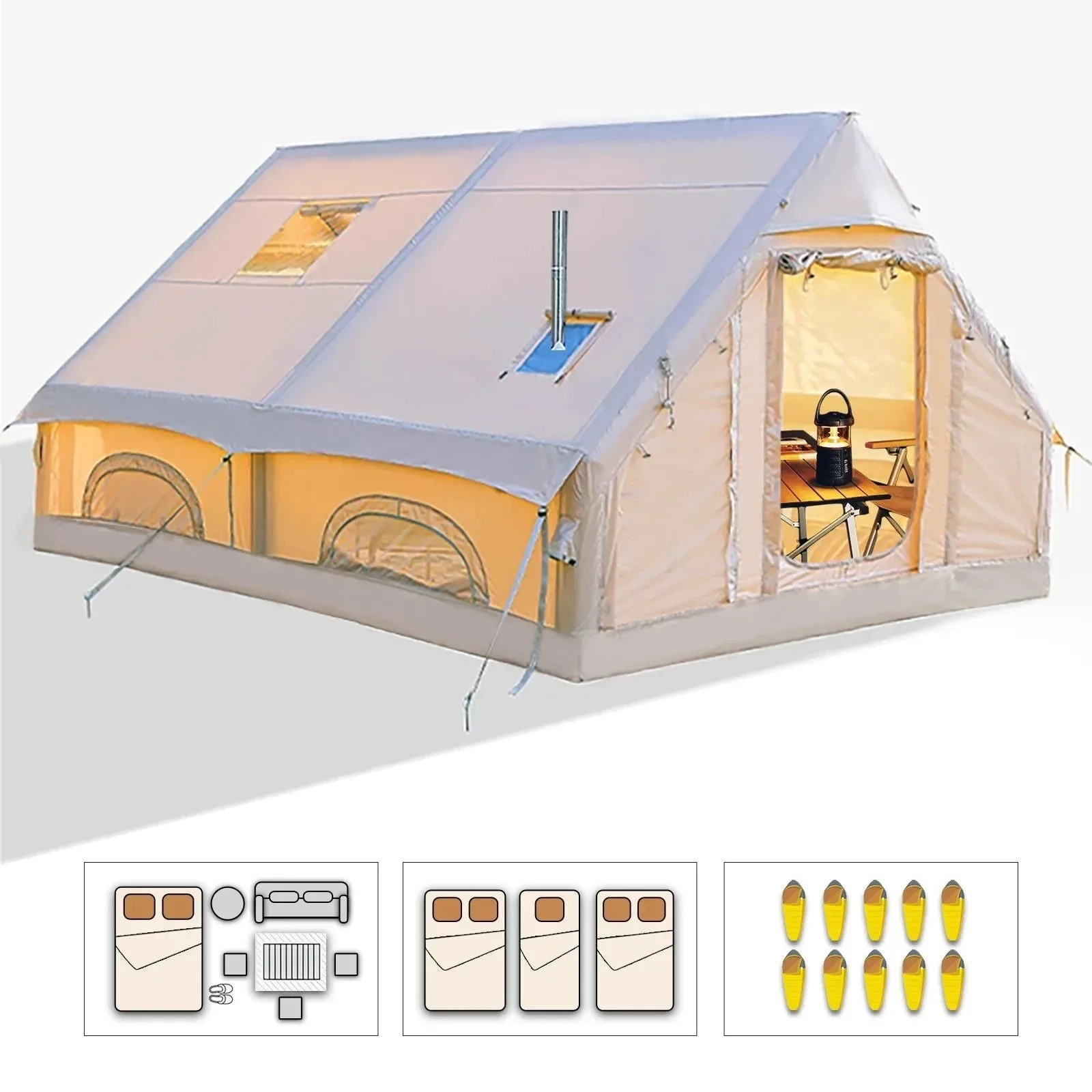 Comfortable Tienda de campaña inflable grande para 8 personas o más con bomba manual Proven