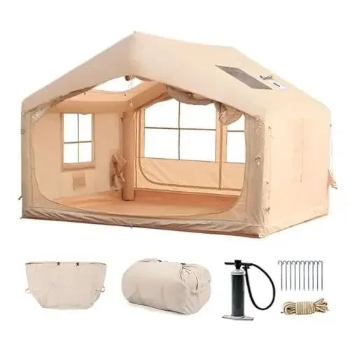 Authentic Tienda de campaña inflable para 6-8 personas 80 73 pies cuadrados para 4 estaciones de instalación rápida y compatible con estufas. Breathable