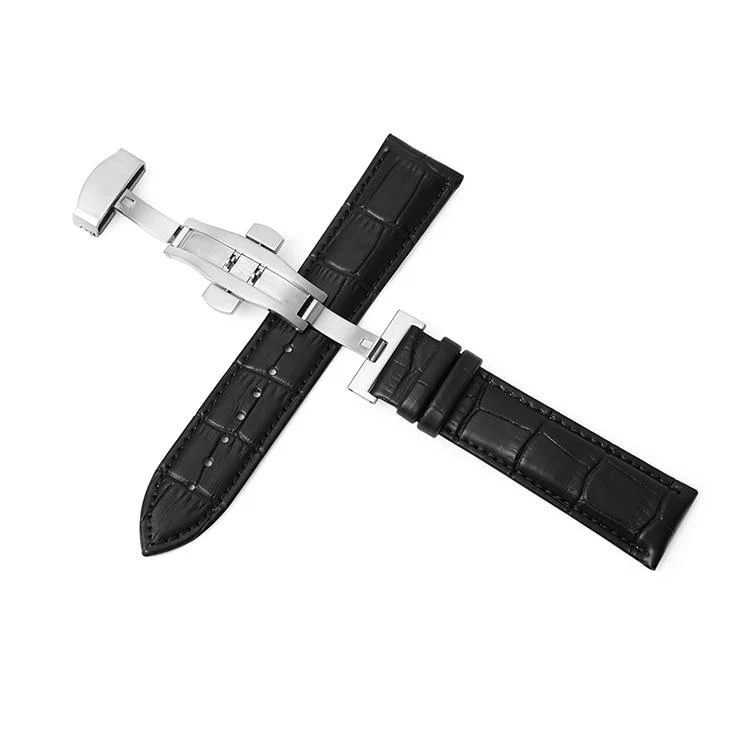 Unique Bormio Correa de reloj clásica de piel vegana con cierre desplegable de pulsador Smooth