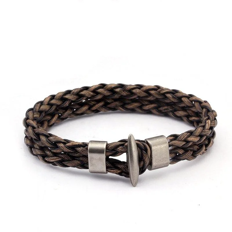 Superior Clemans Pulsera de cuero trenzado Genuine