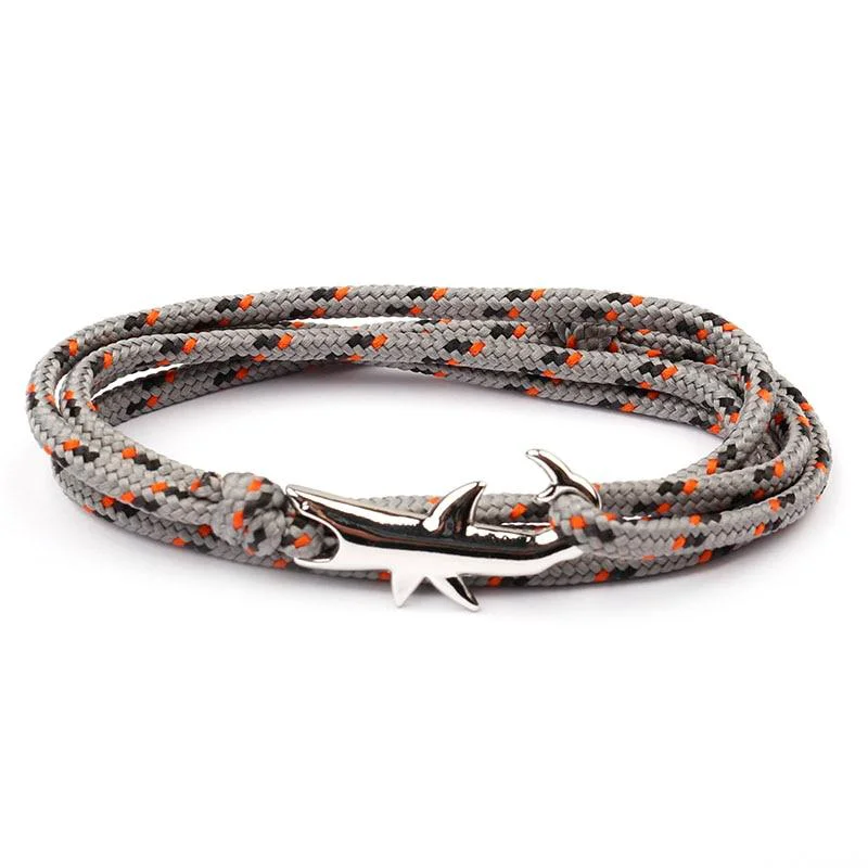 Safe Pulsera de cuerda náutica Tiburón de plata Expertly Made