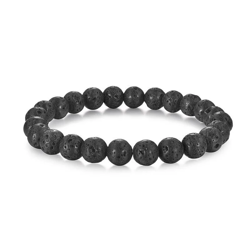 Elegant Pulsera minimalista de cuentas de piedra de lava Efficient