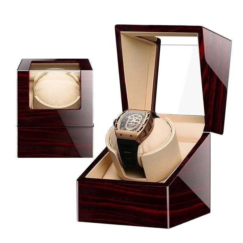 Selected Fabrizio Caja de madera de sándalo Reloj mecánico Winder Durable