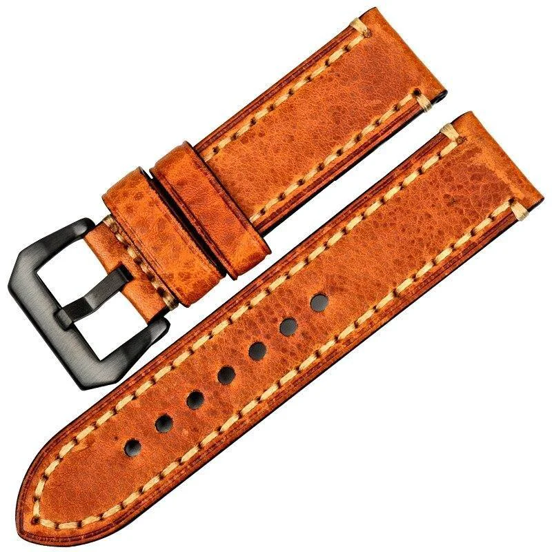 Traditional Cedric Correa de reloj de piel italiana cosida con hebilla hebijón Gunmetal Recyclable