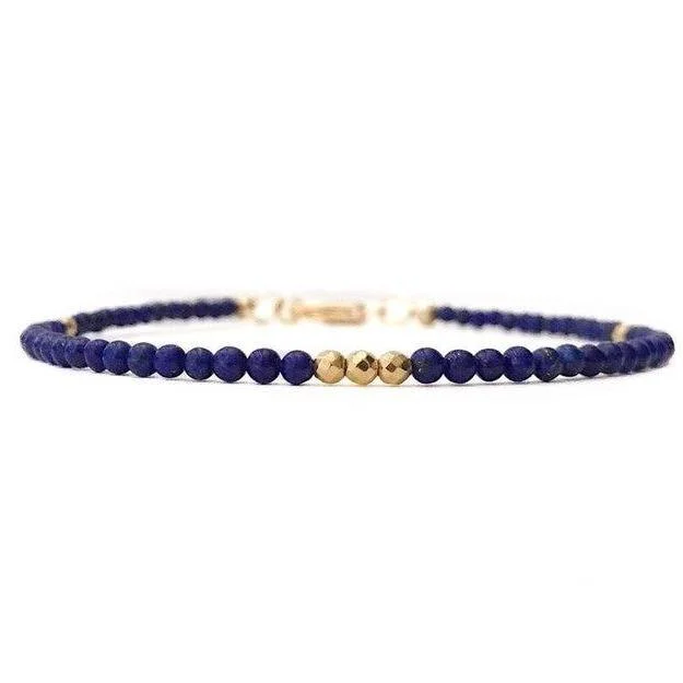 Efficient Pulsera Boho de Lapislázuli Dorado Soft