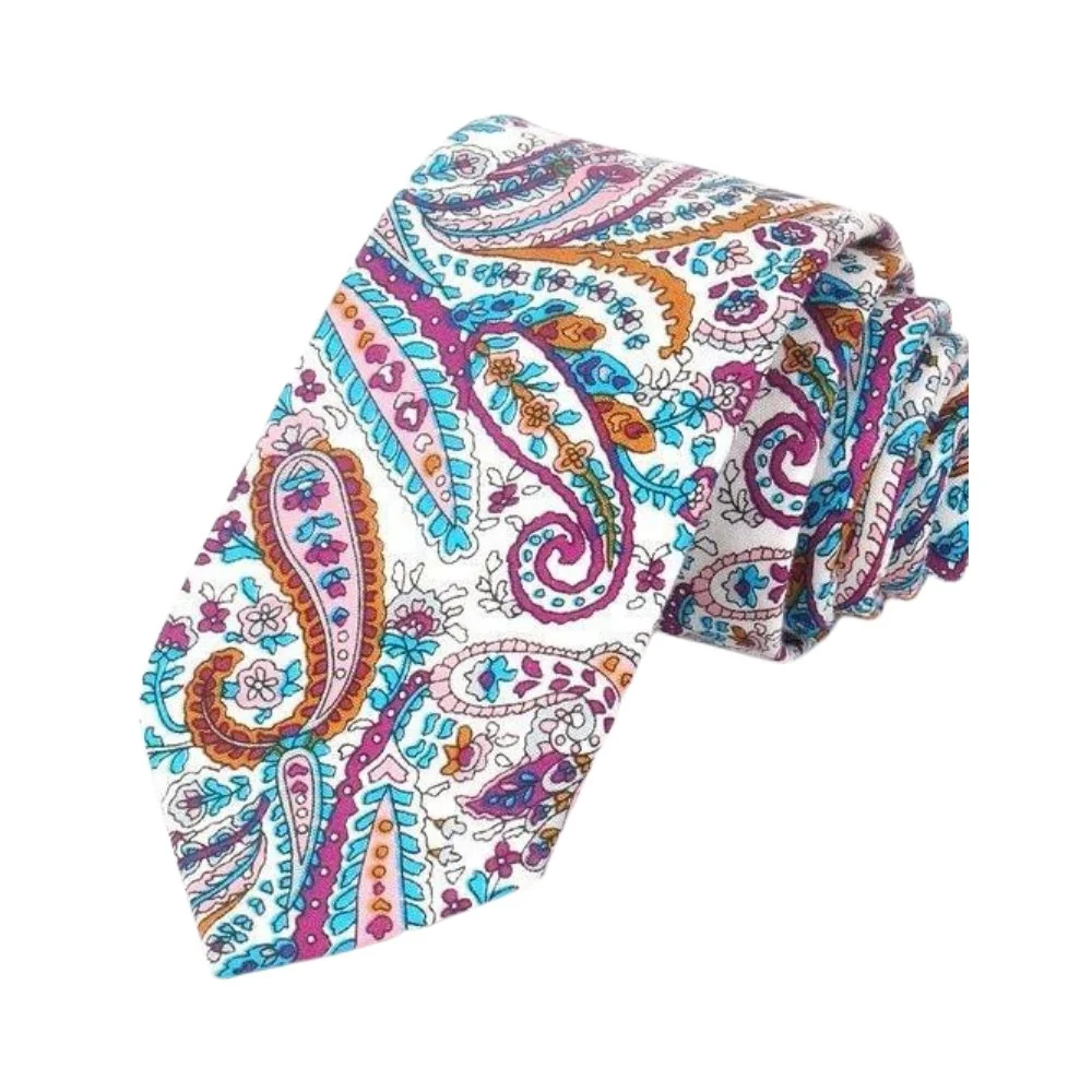 Classic Corbata de algodón Paisley Green