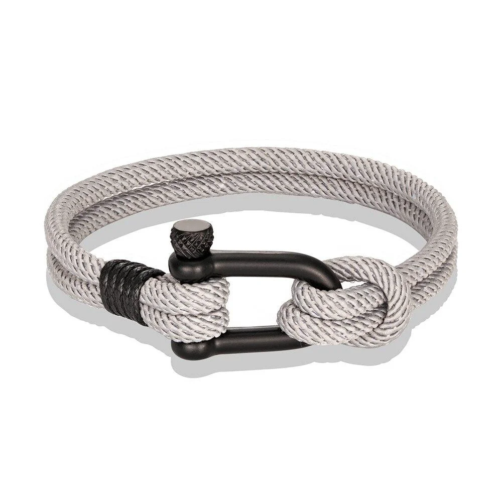 Contemporary Gordi Grillete oscuro en forma de U Pulsera de cuerda maciza Smart