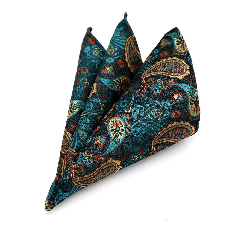 Superior Pañuelo de bolsillo de seda Jacquard Paisley Reusable