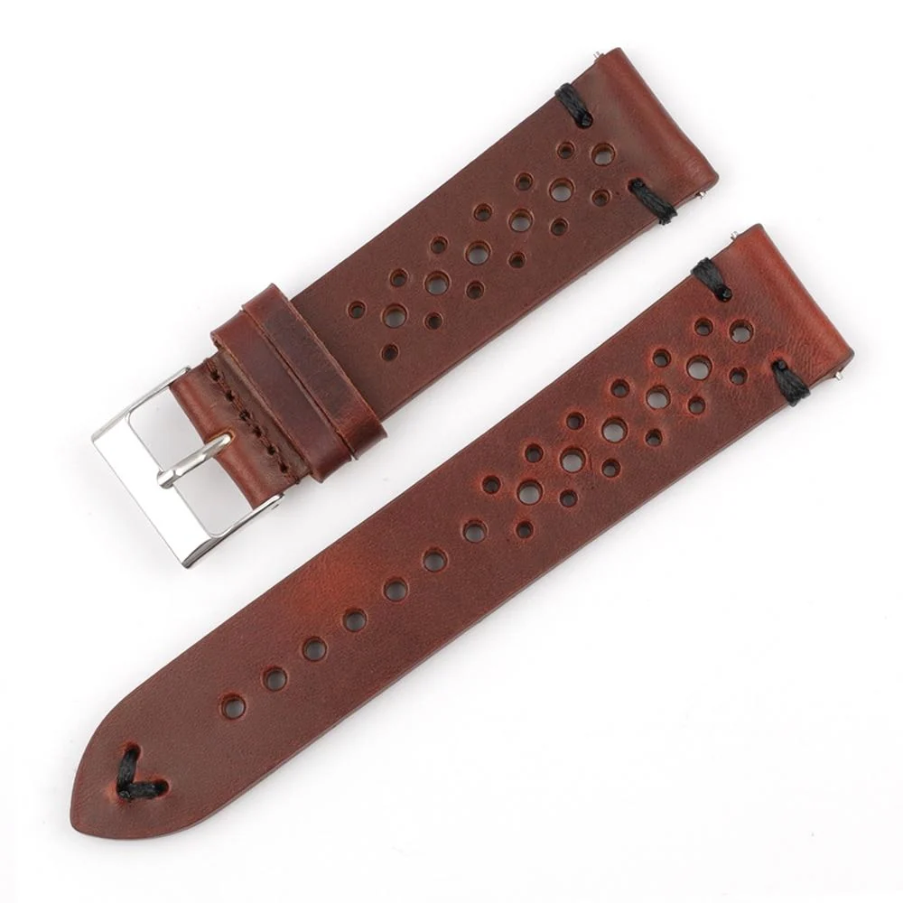 Traditional Hubert Pulsera reloj rally de cuero italiano hecha a mano con hebilla hebijón Fashionable