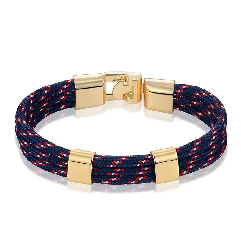 Certified Gianluigi Pulsera de cuerda náutica con hebilla dorada Relaxed