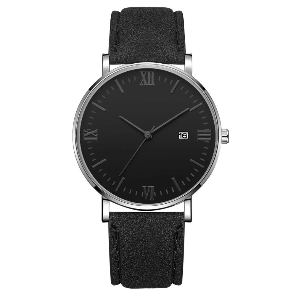 Selected Flavio Elegante reloj clásico con esfera negra y correa de piel Quality