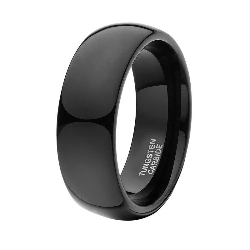 Natural Anillo de Carburo de Tungsteno Negro Altamente Pulido Proven