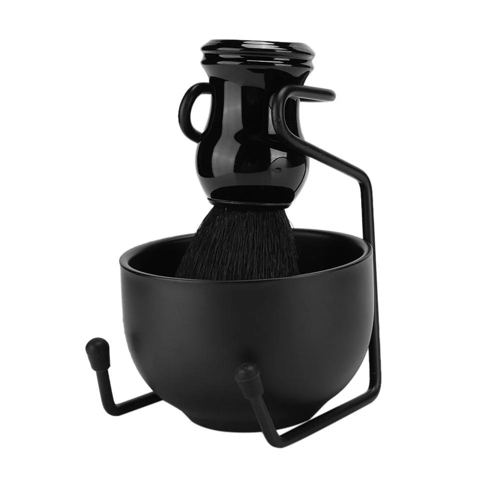 Crafted Set Profesional de Afeitado Negro – Soporte Brocha Bol Optimized