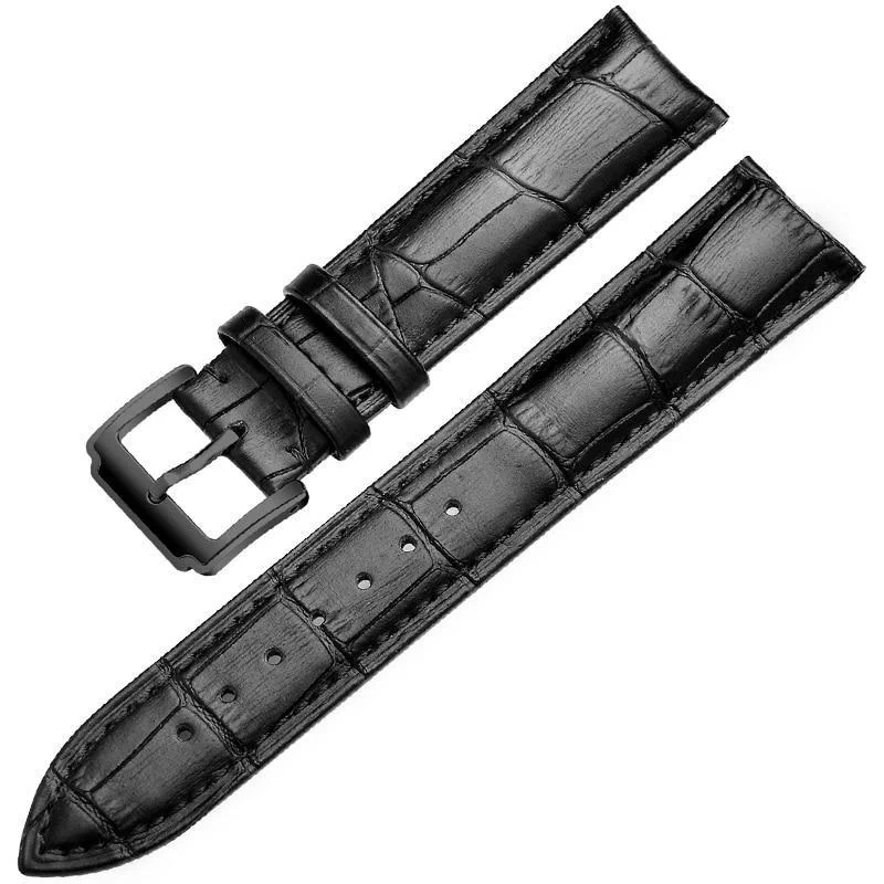 Smooth Horace Correa de reloj clásica de piel de becerro negra maciza Minimalist