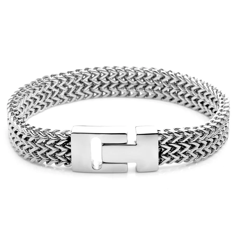 User-Friendly Bengt Pulsera de cadena de acero inoxidable Stylish