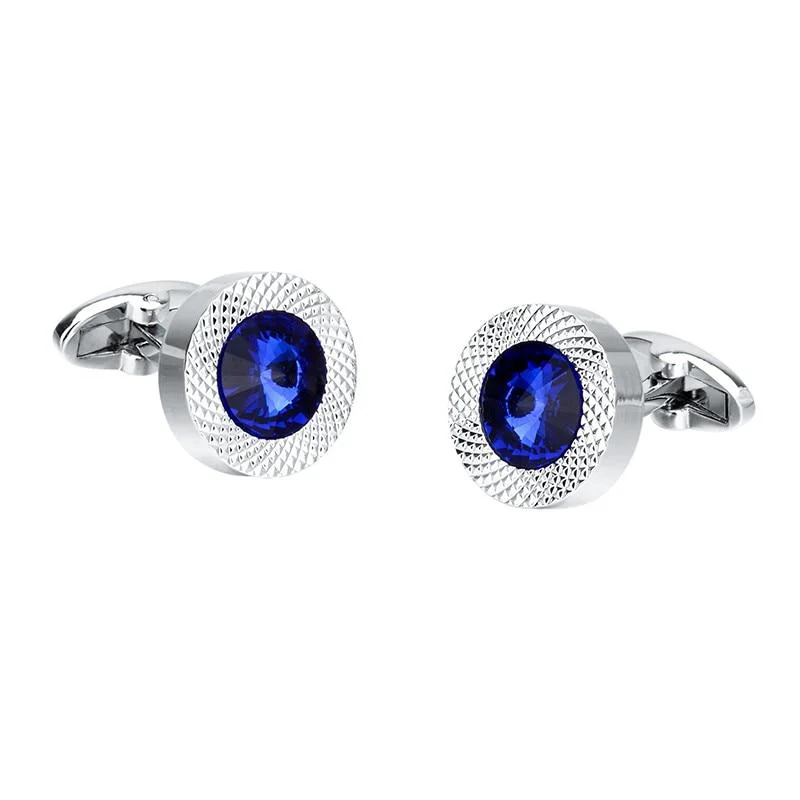 Versatile Jacque Round Blue Crystal Cufflinks Responsible
