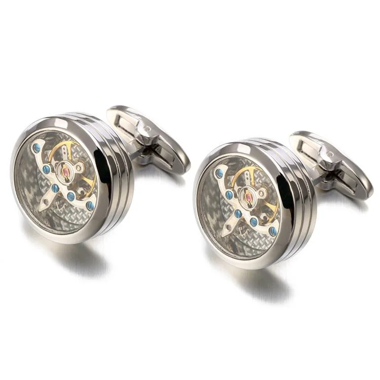 Recyclable Tourbillon Movement Round Cufflinks Responsible
