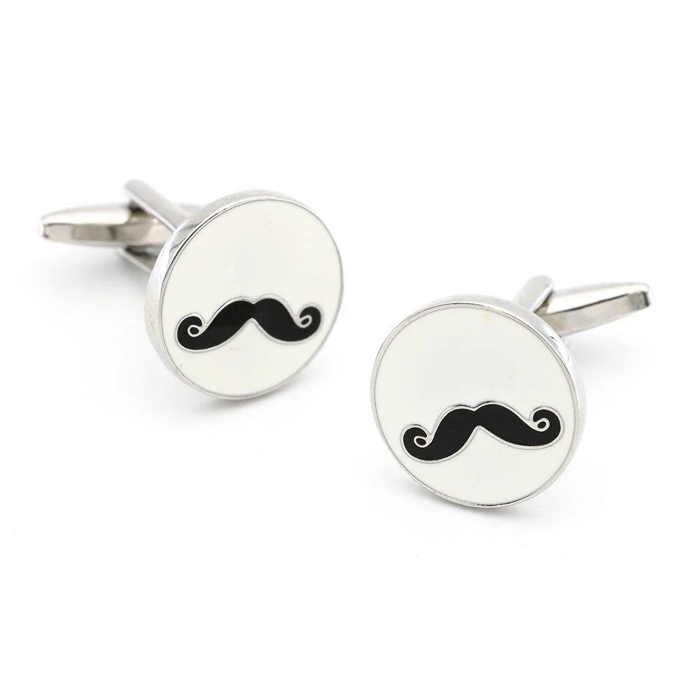 Safe Movember Moustache Silver-Tone Cufflinks Trendy