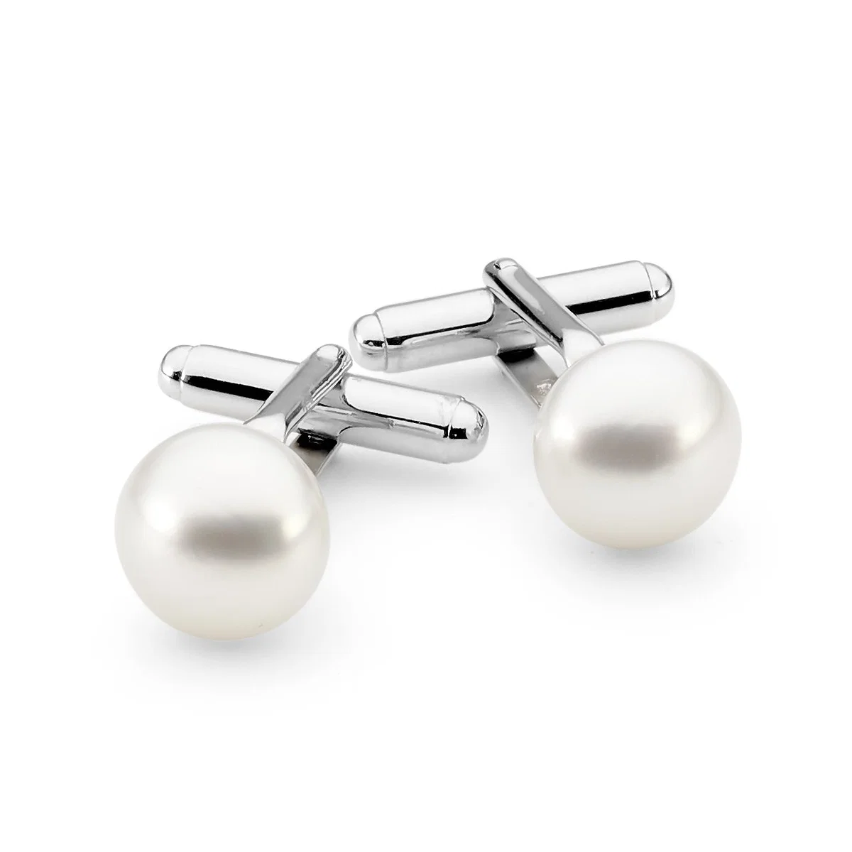Comfortable White Pearl Cufflinks Detailed