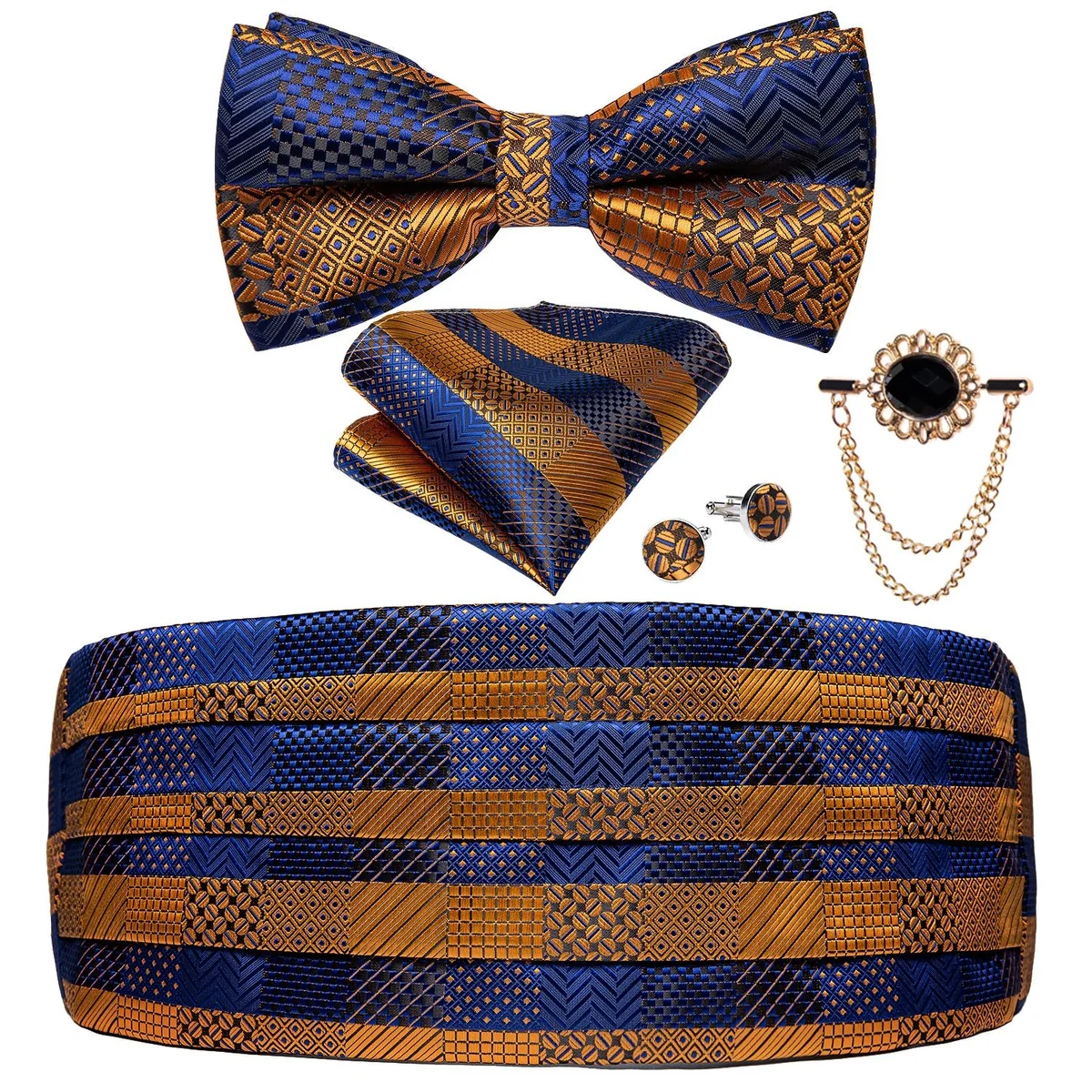 High-Quality Plaid Silk Cummerbunds Set Powerful
