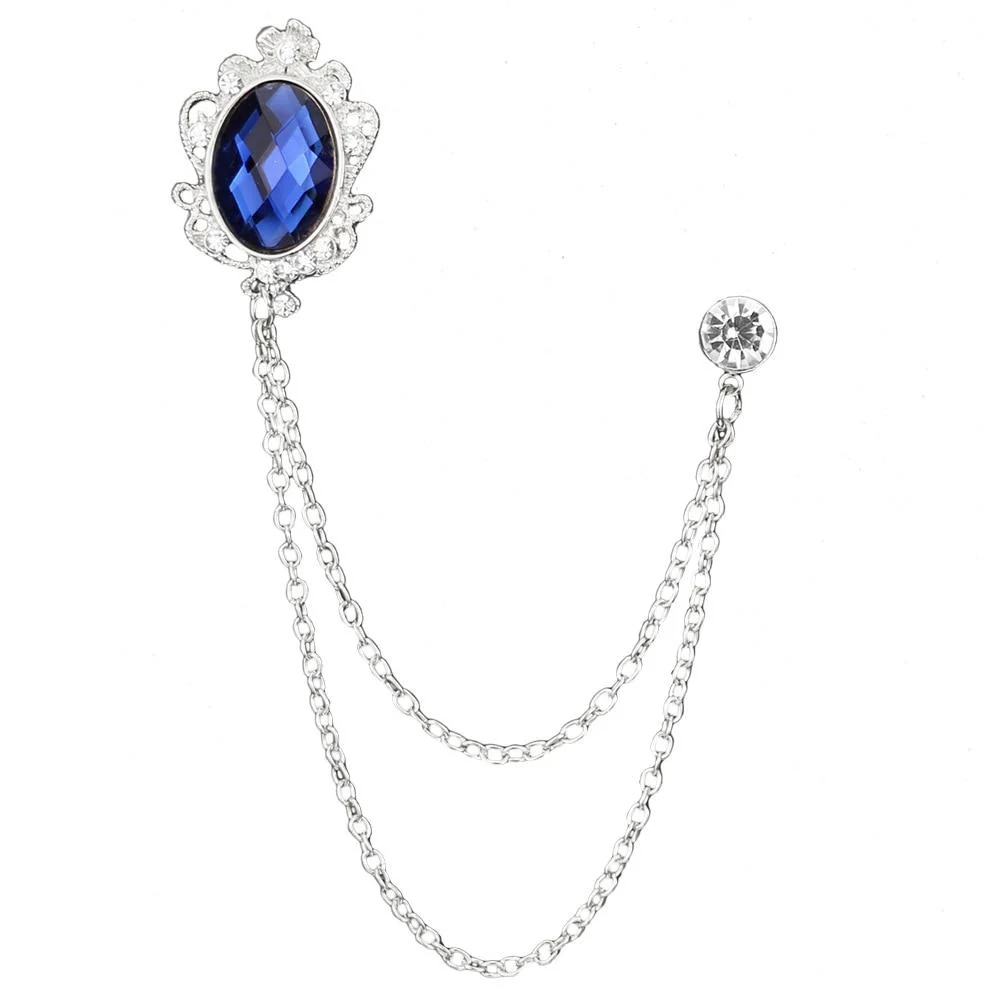 Stylish Royal Crystal Silver-Tone Tassel Pin Fine Crafted