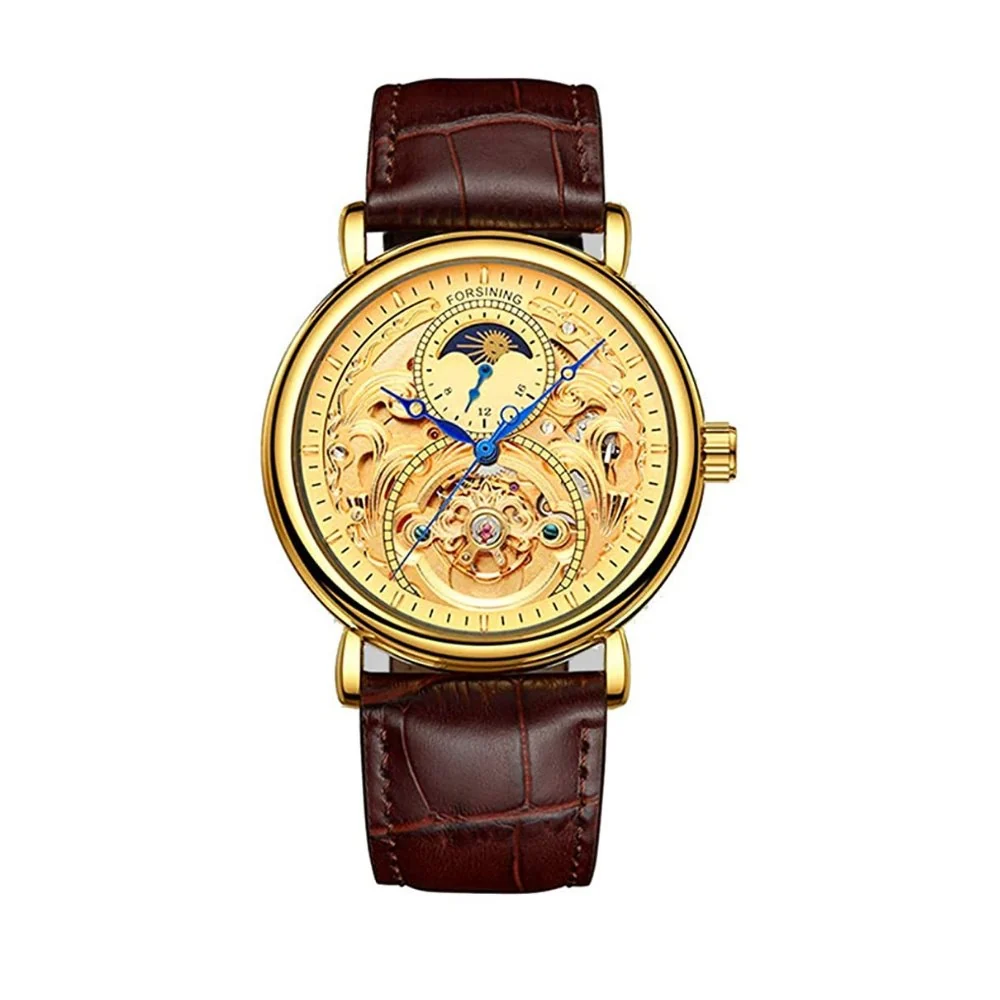 Stylish Alberto Calendario Reloj mecánico esqueleto Trusted