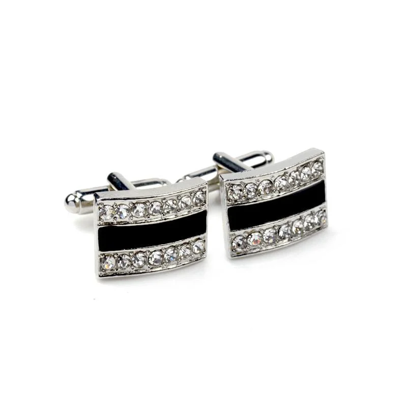 Trusted Gemelos rectangulares de metal y cristal negro High-End