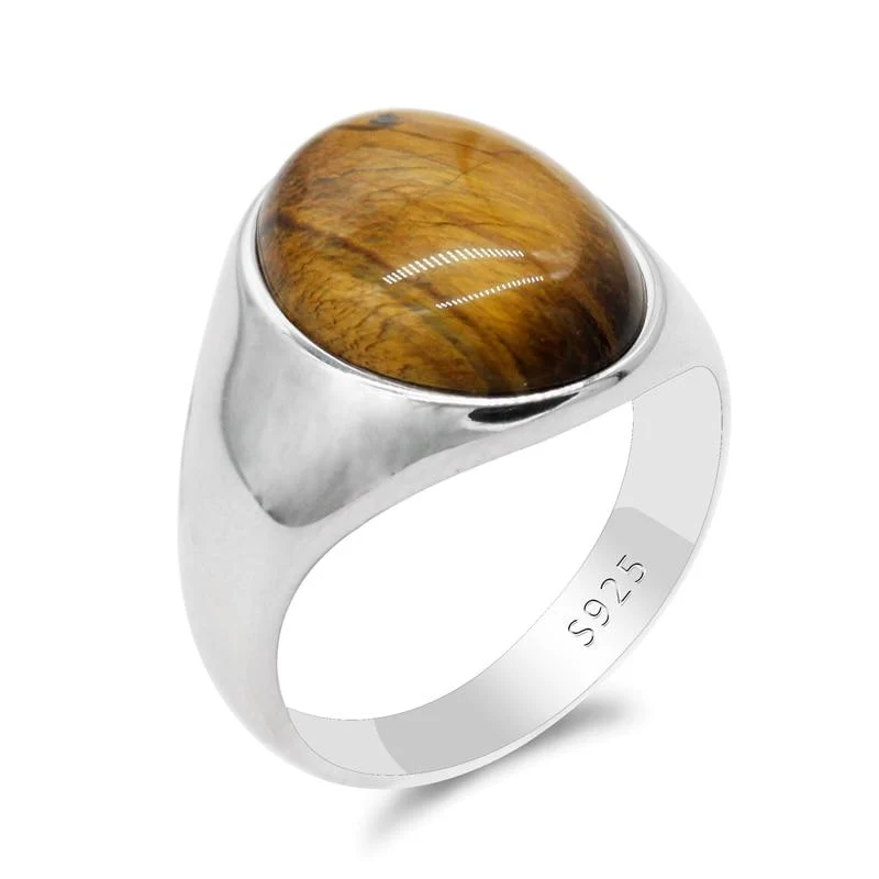Sustainable Anillo de plata de ley 925 con ojo de tigre High-Grade