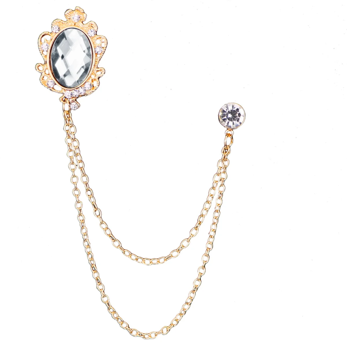 Comfortable Broche con borla de cristal dorado Enhanced