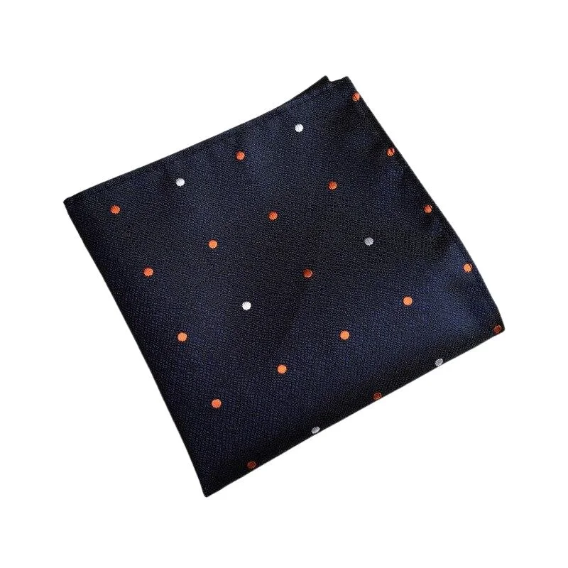 Casual Pañuelo de bolsillo de seda con lunares azul marino Reusable