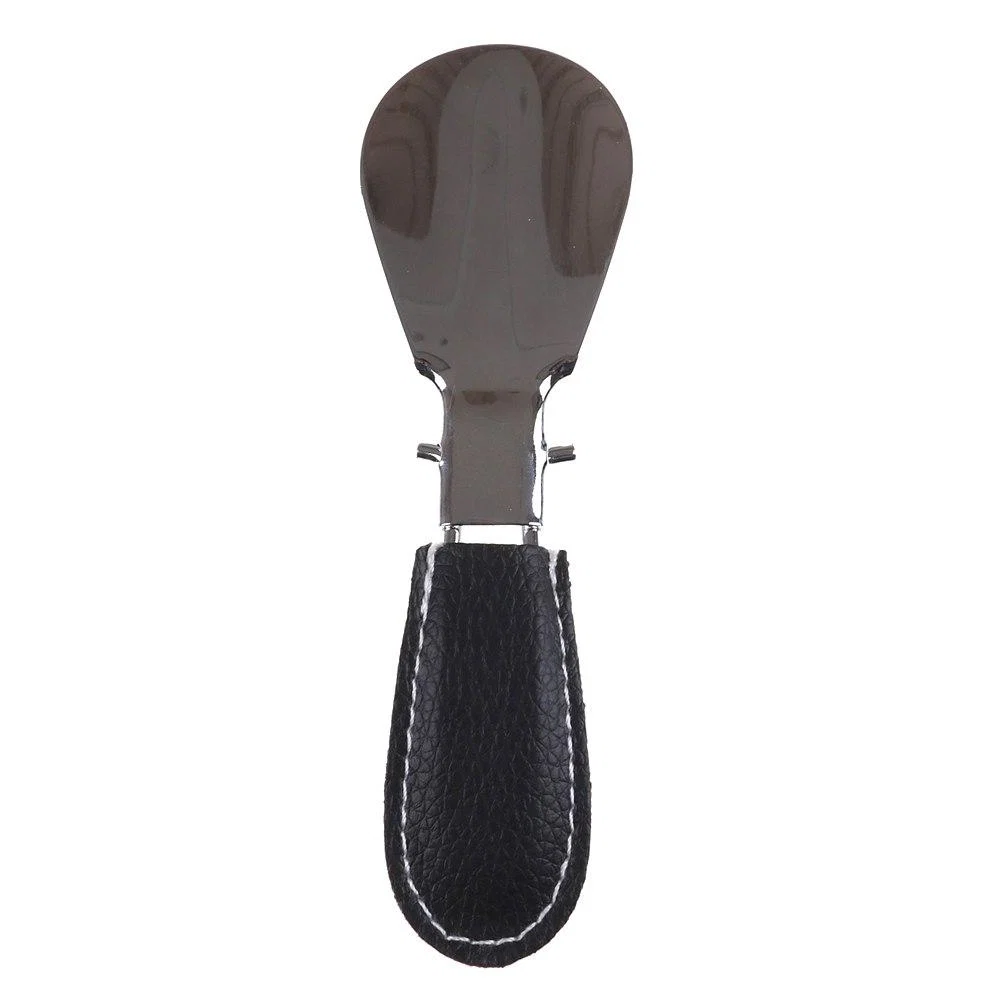 Stylish Calzador plegable de metal Tavel con mango de cuero Safe