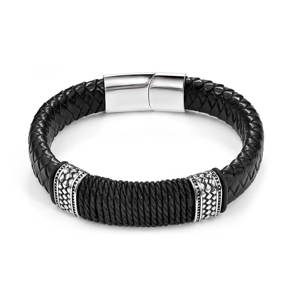 Unique Jasper Pulsera nórdica de cuero Organic
