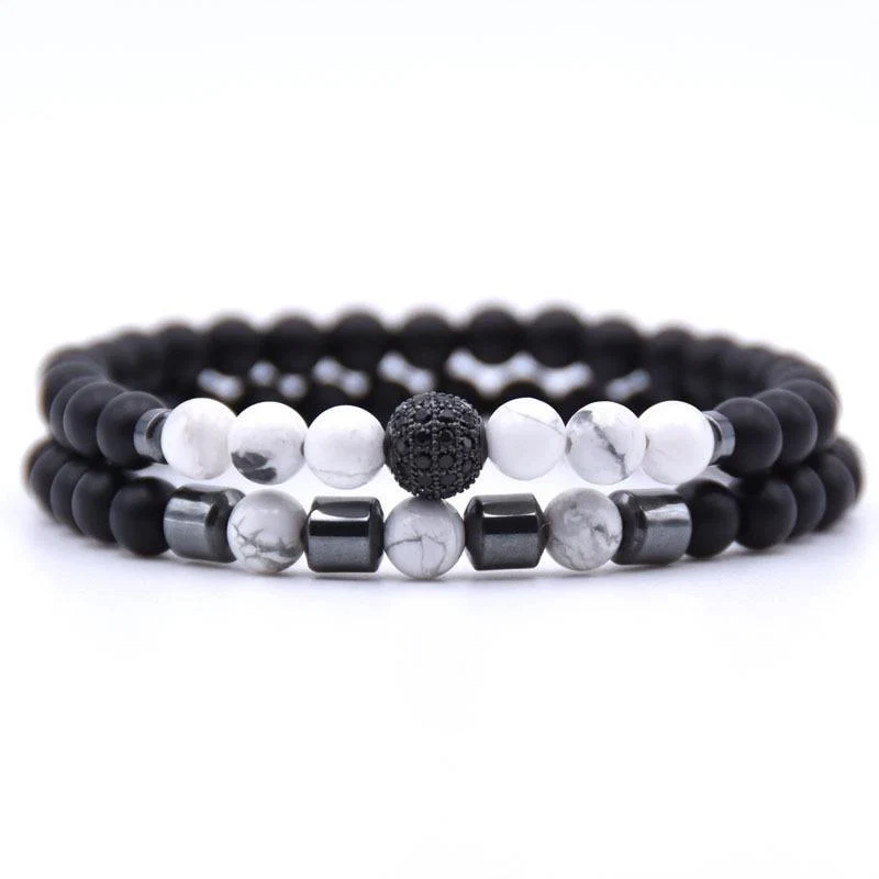 Efficient Robson Pulsera de cuentas de piedra natural Solid